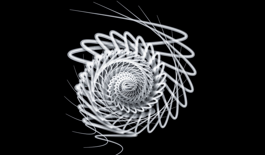 Белая спираль на черном фоне