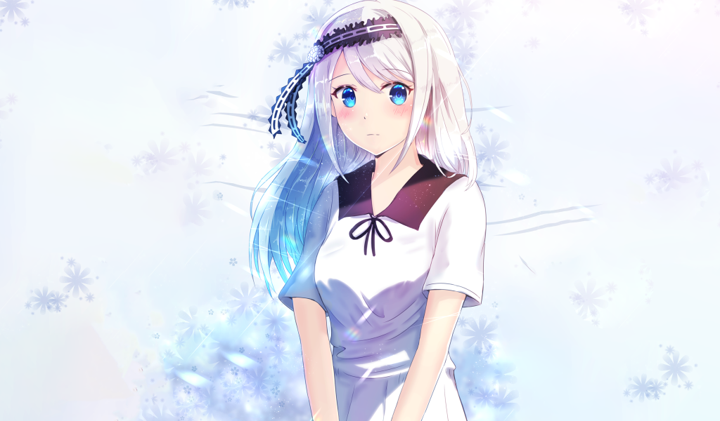 Девушка аниме Miyuki Shirogane Kaguya-sama в белом платье