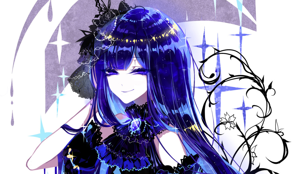 Девушка аниме с неоновыми волосами 