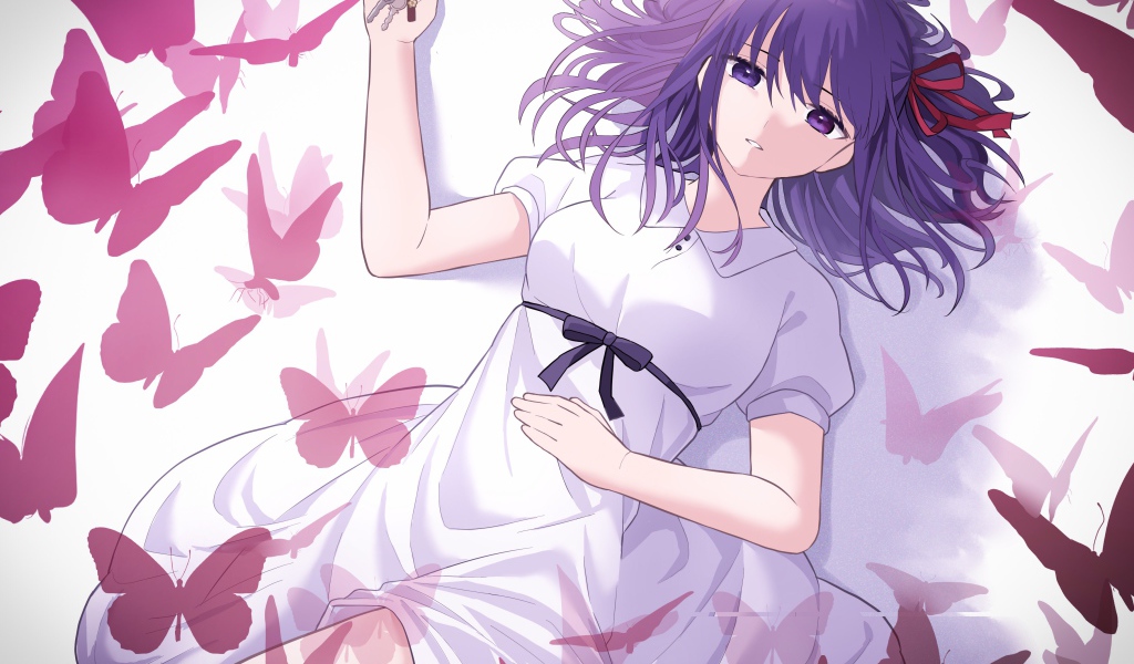 Character Sakura Matou with butterflies anime Anime Fate: Fight Night