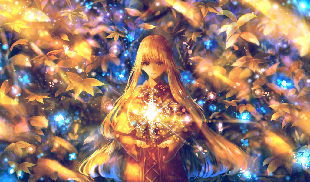 Фантастическая длинноволосая девушка со звездой в руках 