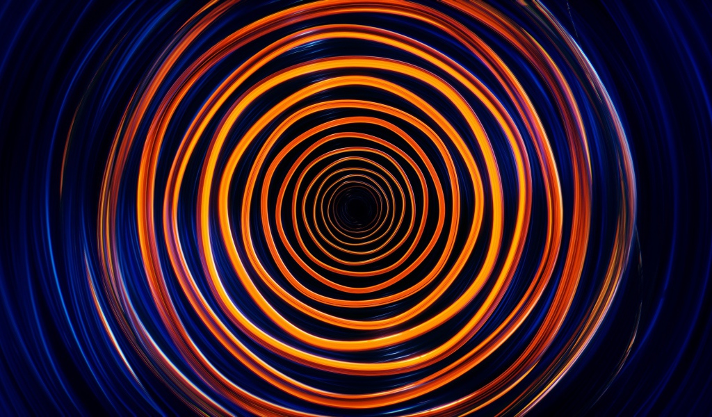 Оранжевая с голубым спираль 3д графика