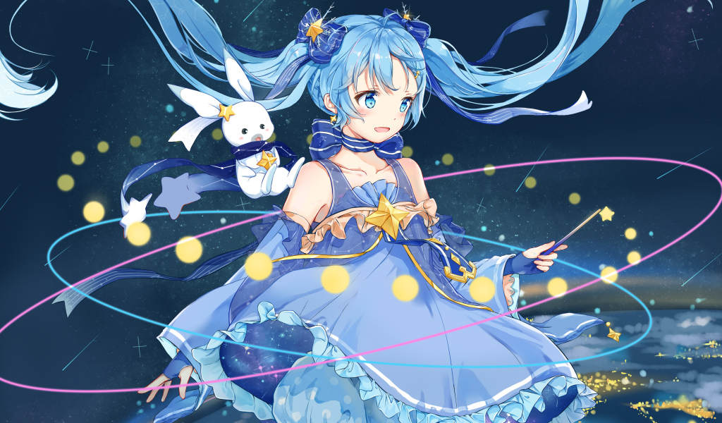 Девушка Yuki Miku аниме Вокалоид