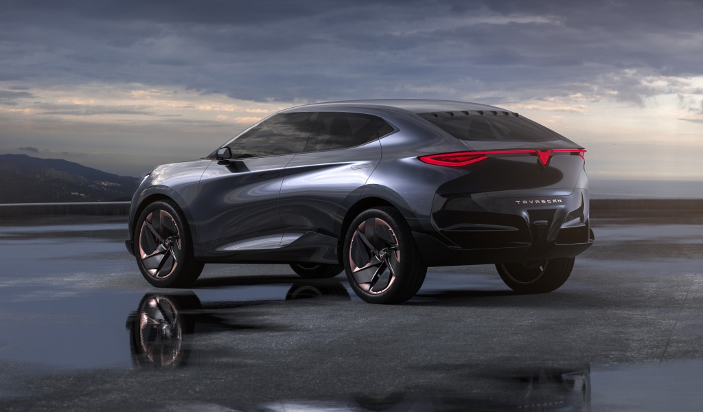 Автомобиль Cupra Tavascan Concept 2019 года вид сзади