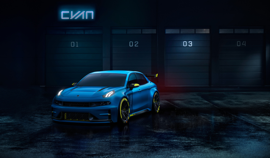 Синий автомобиль Lynk & Co 03 TCR, 2019 года 
