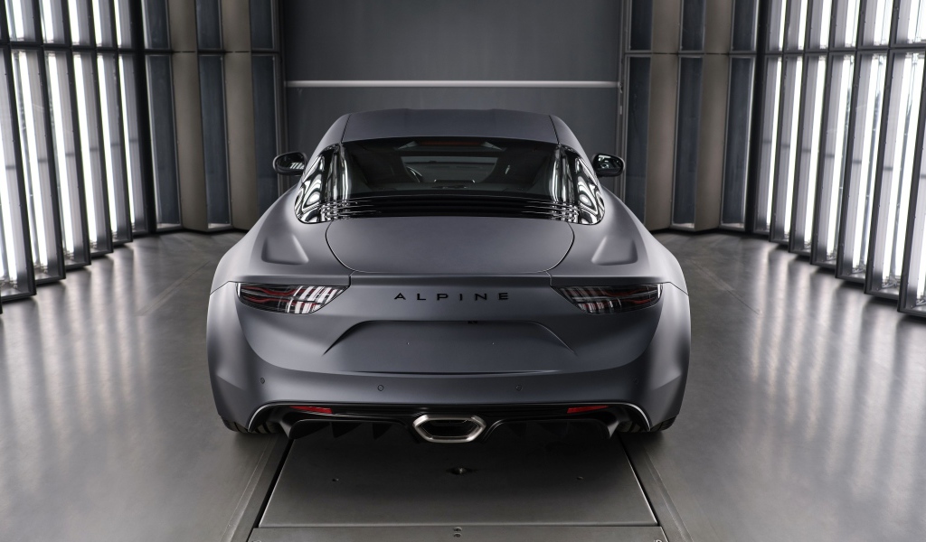 Серебристый автомобиль Alpine A110S, 2019 года вид сзади