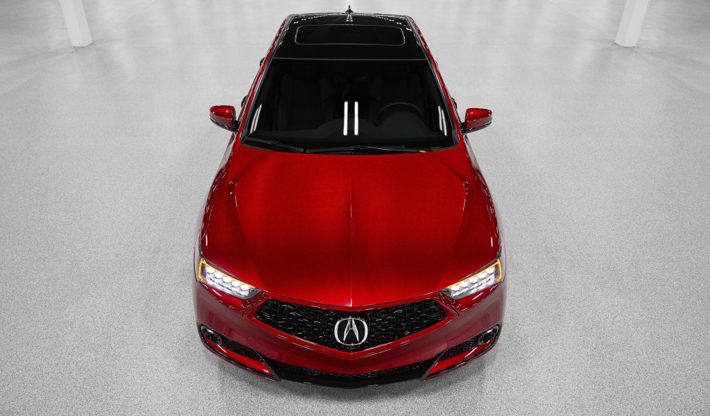 Красный автомобиль  Acura TLX PMC Edition 2020 года вид сверху