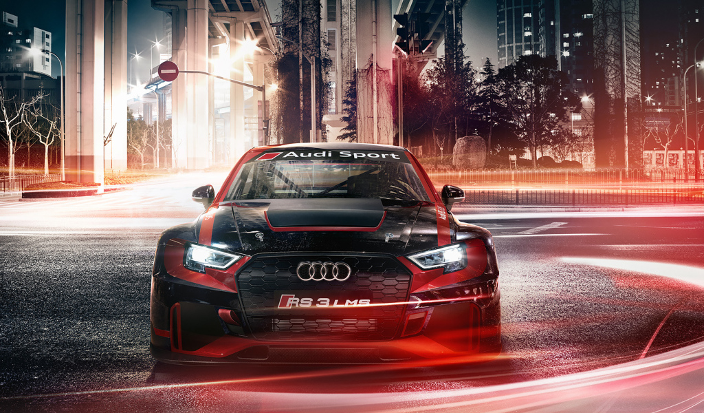 Audi RS 3 LMS sports car in the street