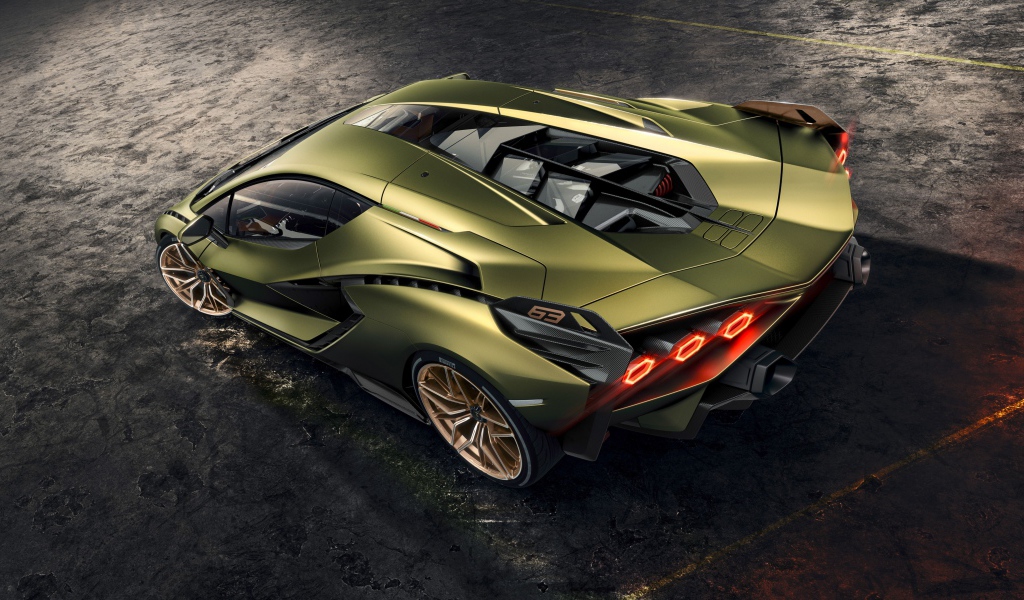 Автомобиль Lamborghini Sian 2019 года вид сзади