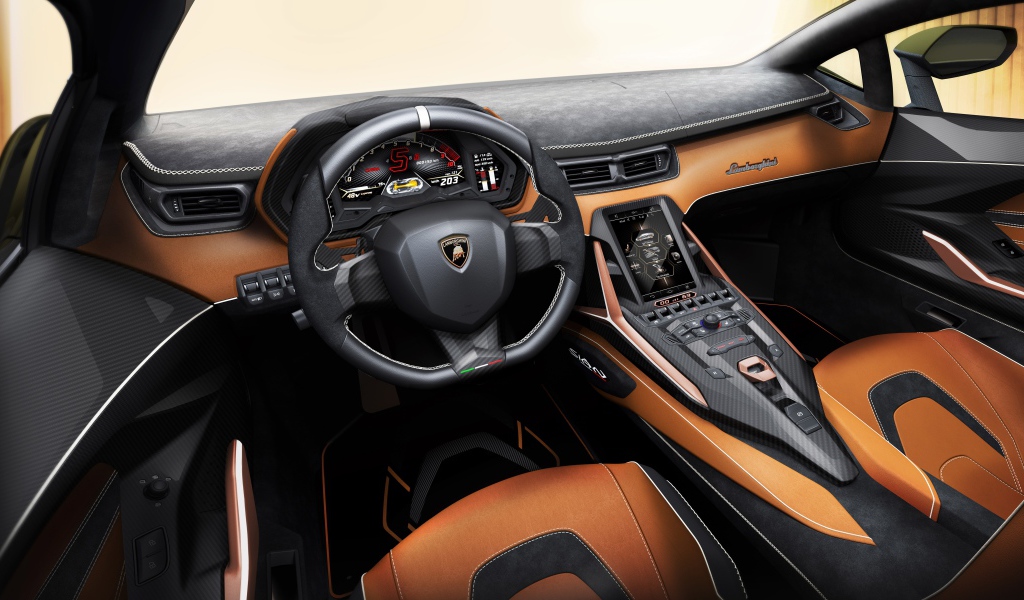 Стильный кожаный салон автомобиля Lamborghini Sian 2019 года