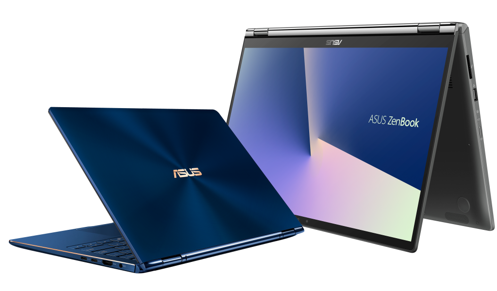 Тонкие ноутбуки Asus ZenBook на белом фоне