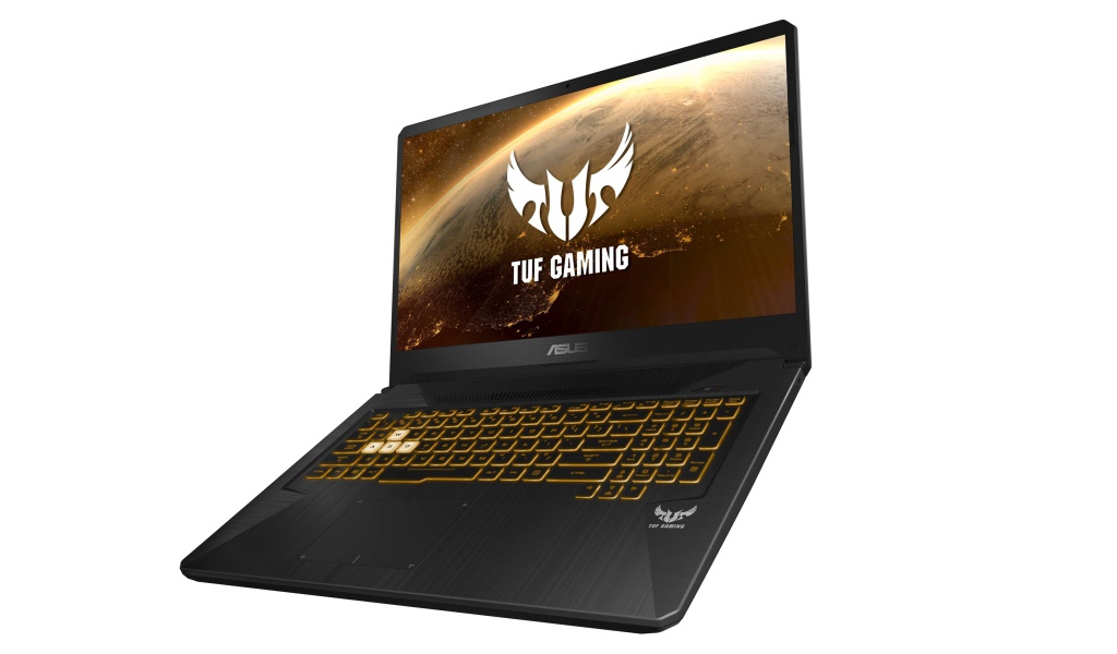 Игровой ноутбук ASUS TUF Gaming FX505DY & FX705DY на белом фоне, CES 2019
