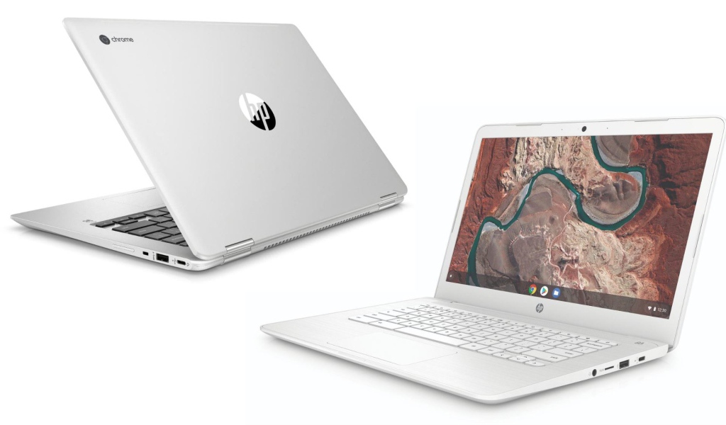 Портативные ноутбуки HP Chromebook x360 14 G1 на белом фоне
