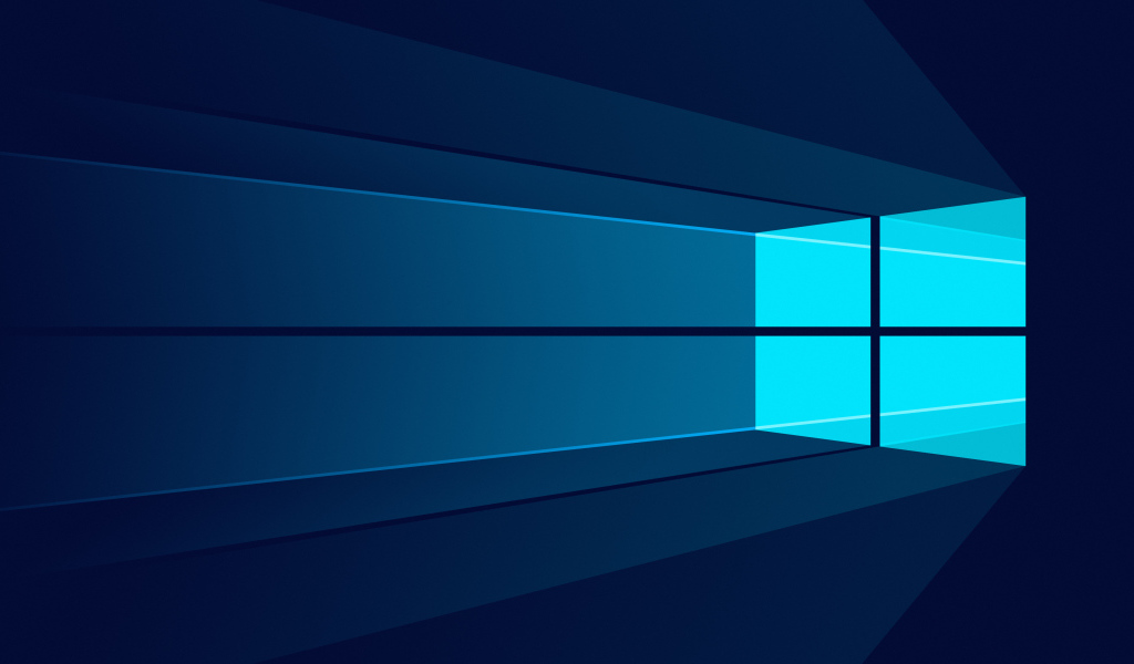Окно Windows 10 на синем фоне