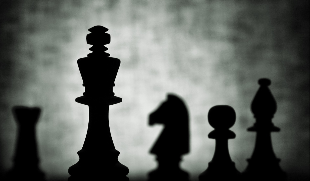 Силуэты шахмат на доске