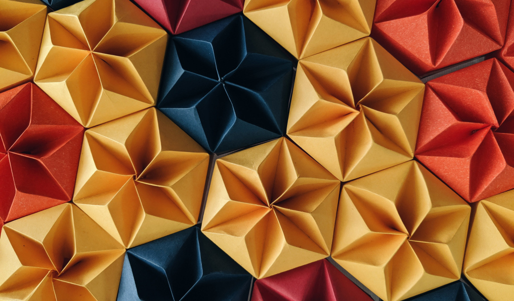 Разноцветные бумажные цветы оригами