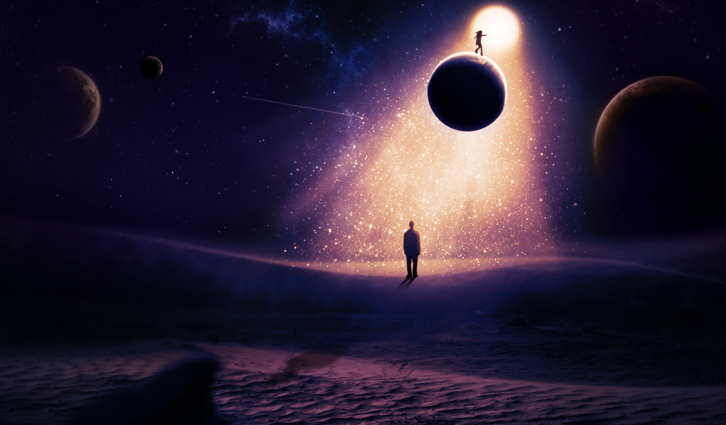 Фантастический сон с планетами