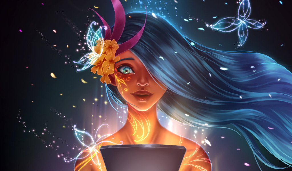 Фантастическая девушка с узорами на теле