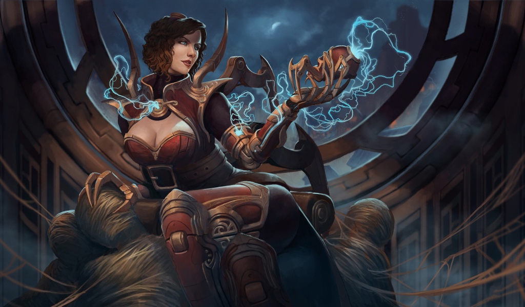 Фантастическая женщина с магическим сосудом в руке