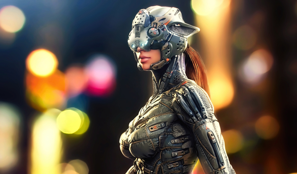 Девушка в костюме киборга