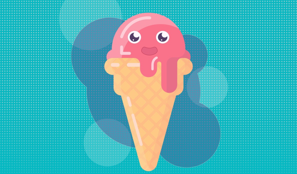 Мороженое рожок на голубом фоне