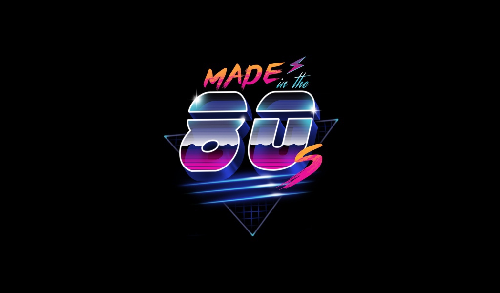 Надпись Made in 80s на черном фоне