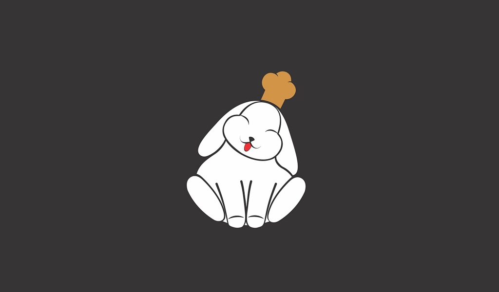 Кролик в поварской шапке на сером фоне