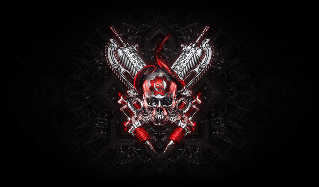Череп на черном фоне компьютерная игра  Gears 5