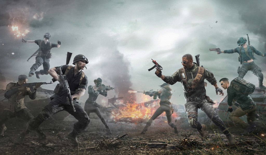 Солдаты сражаются с зомби в игре PUBG