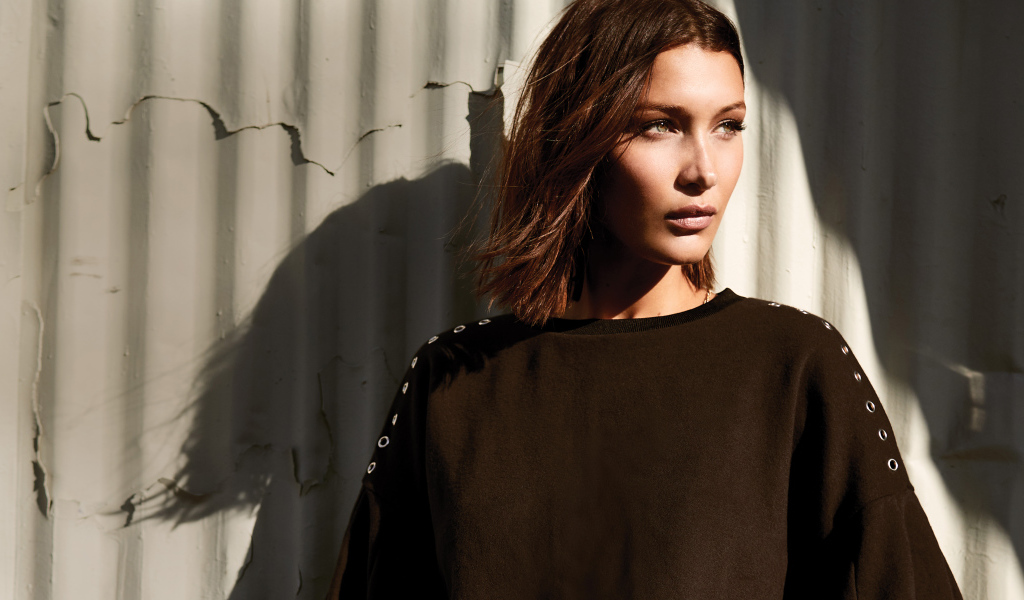 Модель Белла Хадид позирует у стены