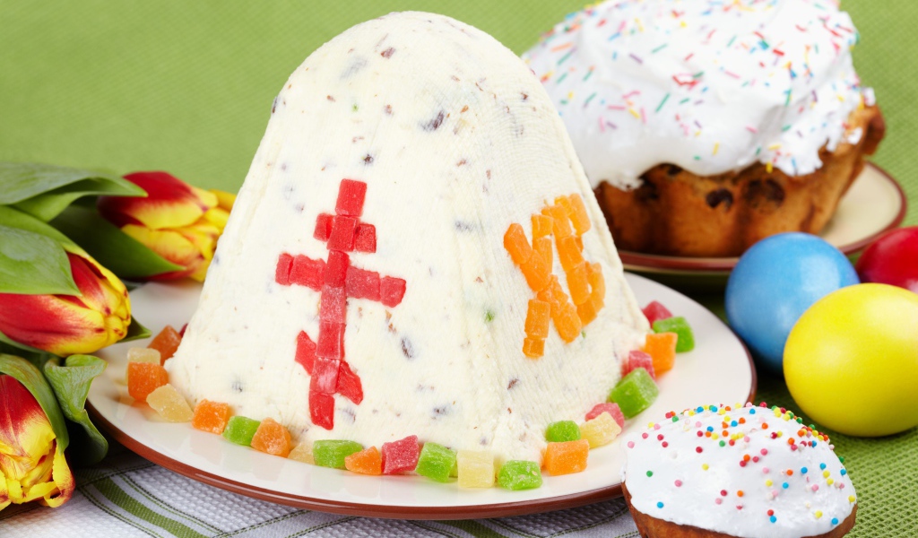 Сладкий творожный пасхальный кулич с цукатами к празднику Пасха