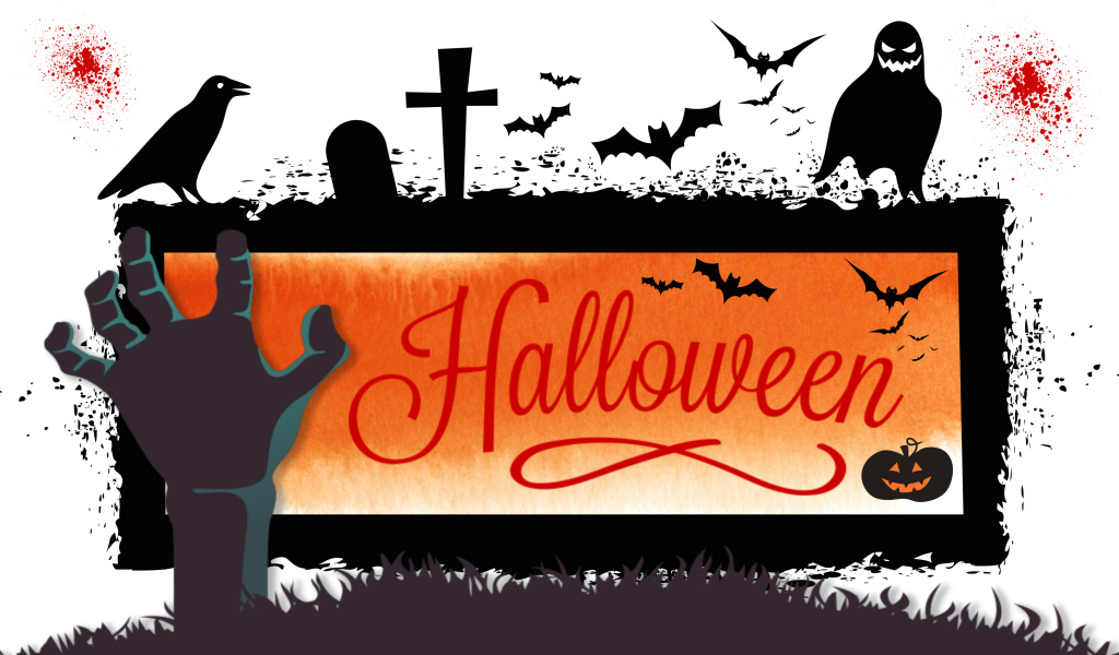 Надпись Хэллоуин на белом фоне