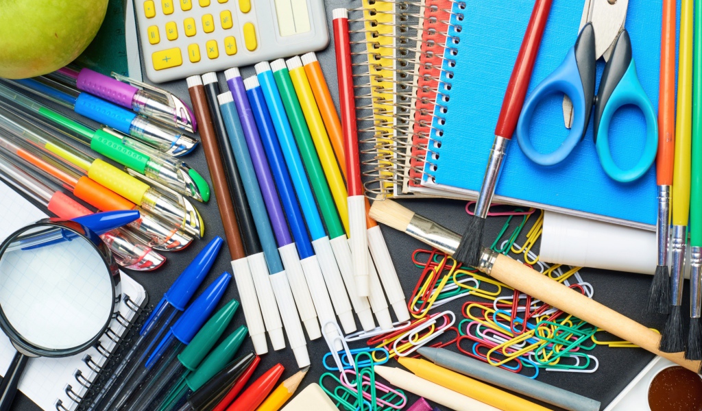 Many school supplies on Knowledge Day on September 1