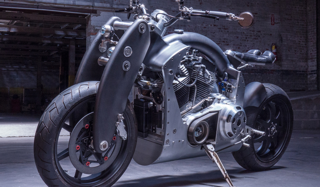 Big gray motorcycle Confederate B120 Wraith