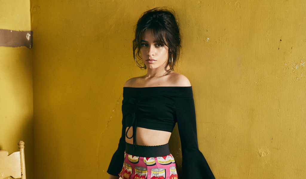 Красивая певица Камила Кабельо у стены