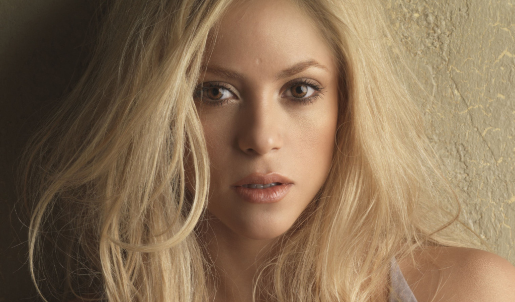 Кареглазая девушка, певица Шакира у стены