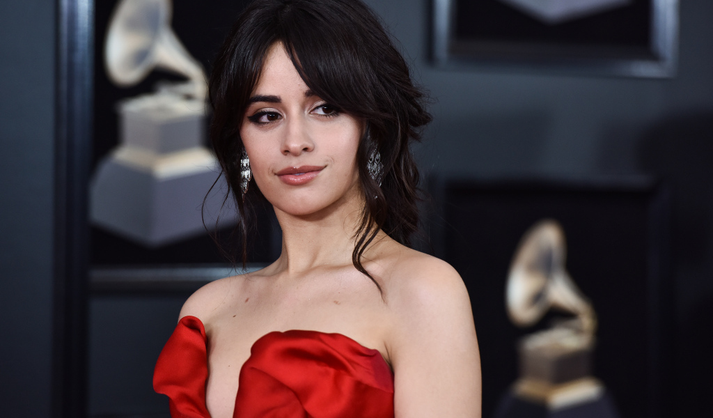 Стильная девушка певица Камила Кабельо в красном платье