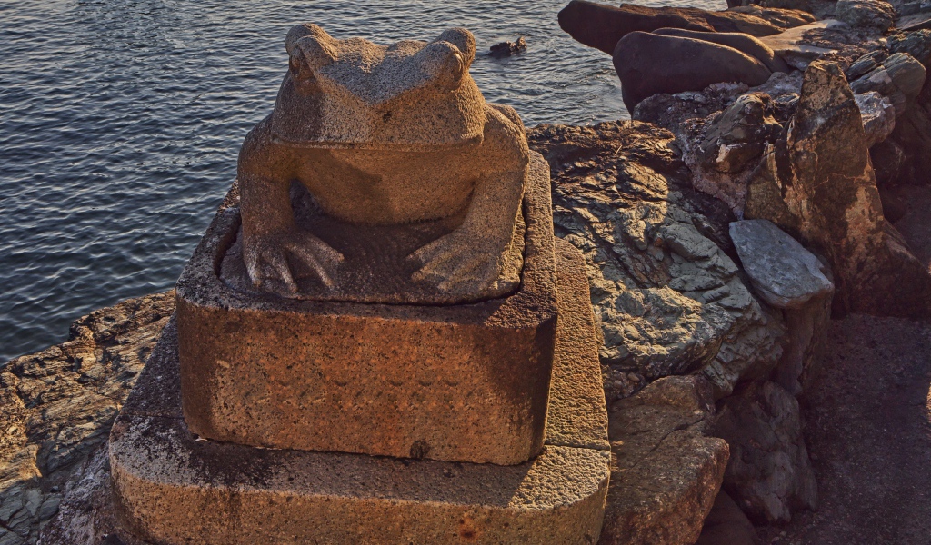 Каменная жаба на морском берегу