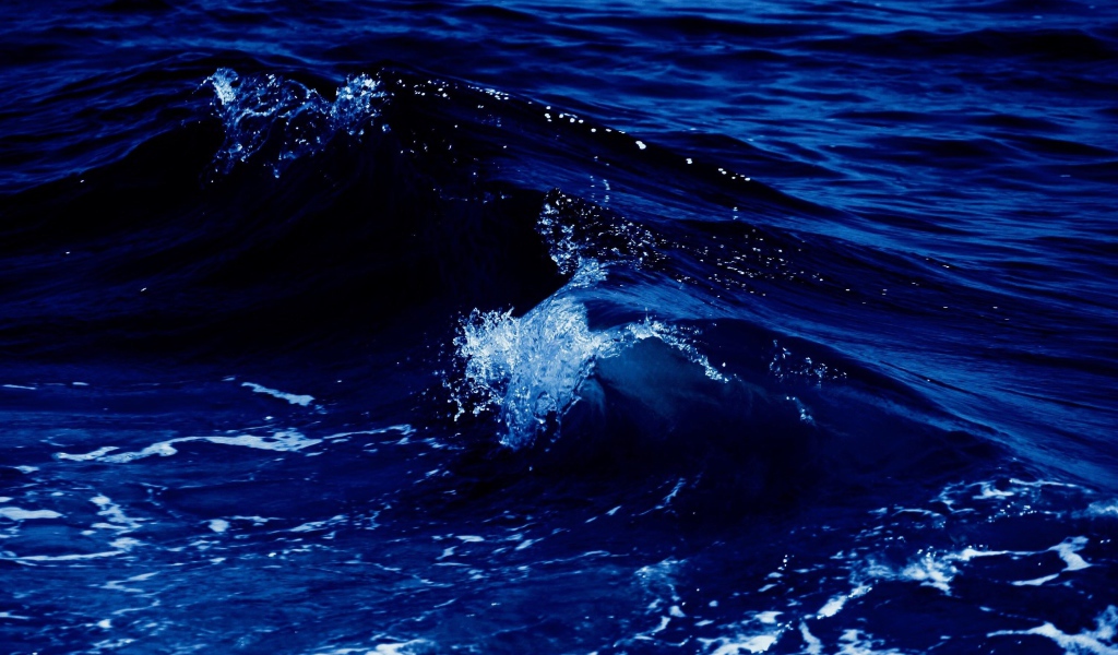 Белая волна в синем теплом море