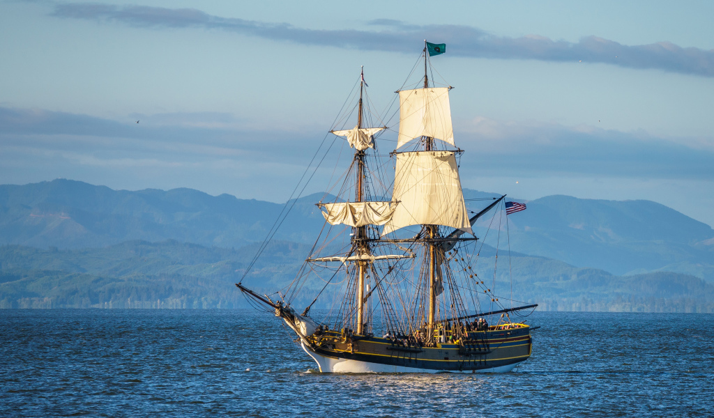 Американское парусное судно в заливе