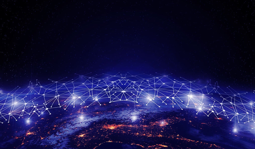 Паутина над планетой Земля в космосе