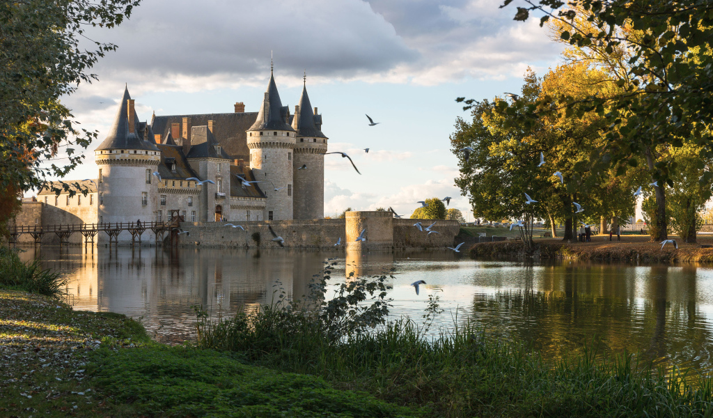 Замок Сюлли-сюр-Луар у воды, Париж. Франция