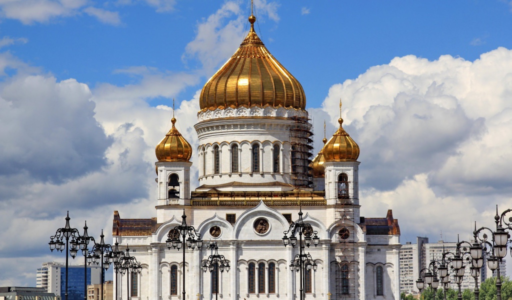 Красивый храм Христа Спасителя в Москве, Россия