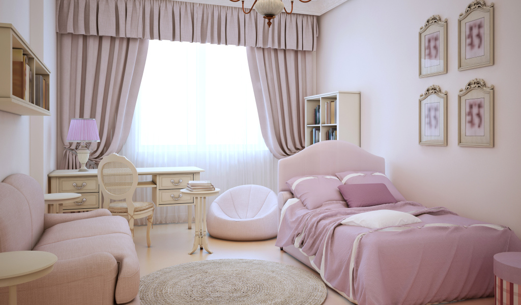 Спальная комната в пастельных тонах 