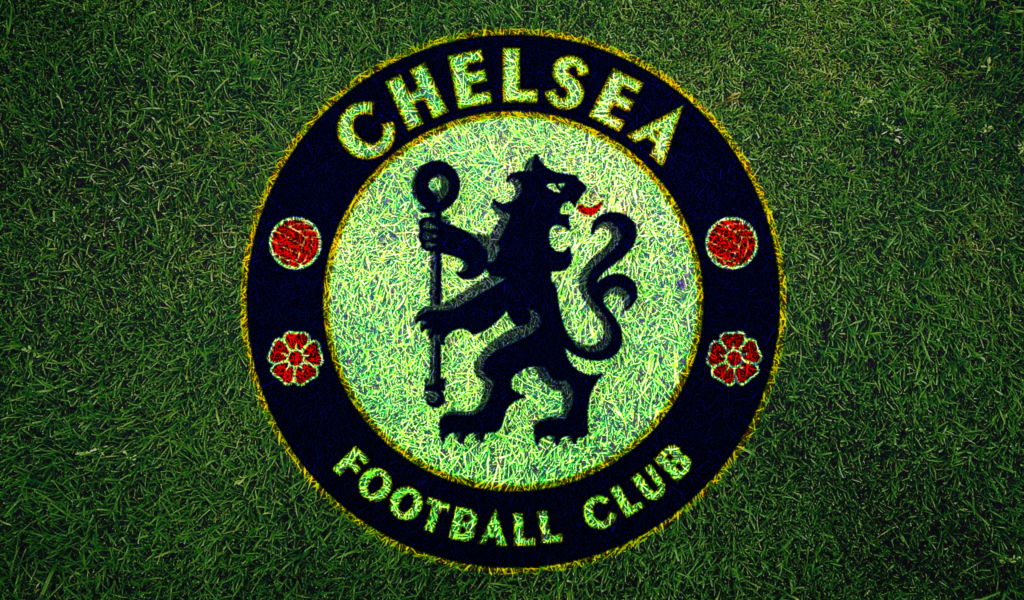 Логотип футбольного клуба Челси на зеленой траве