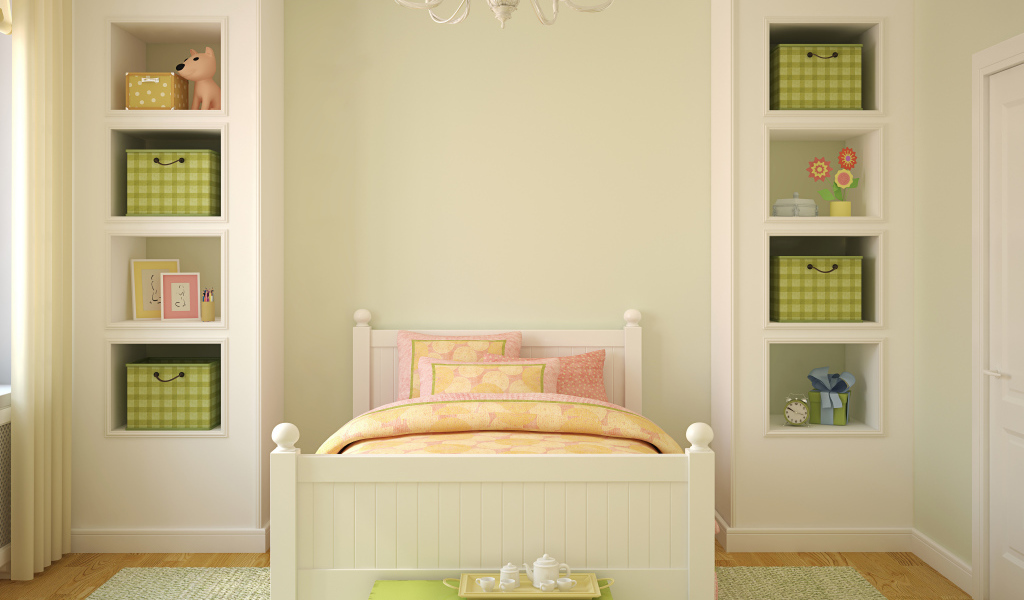 Детская комната с кроватью и шкафом