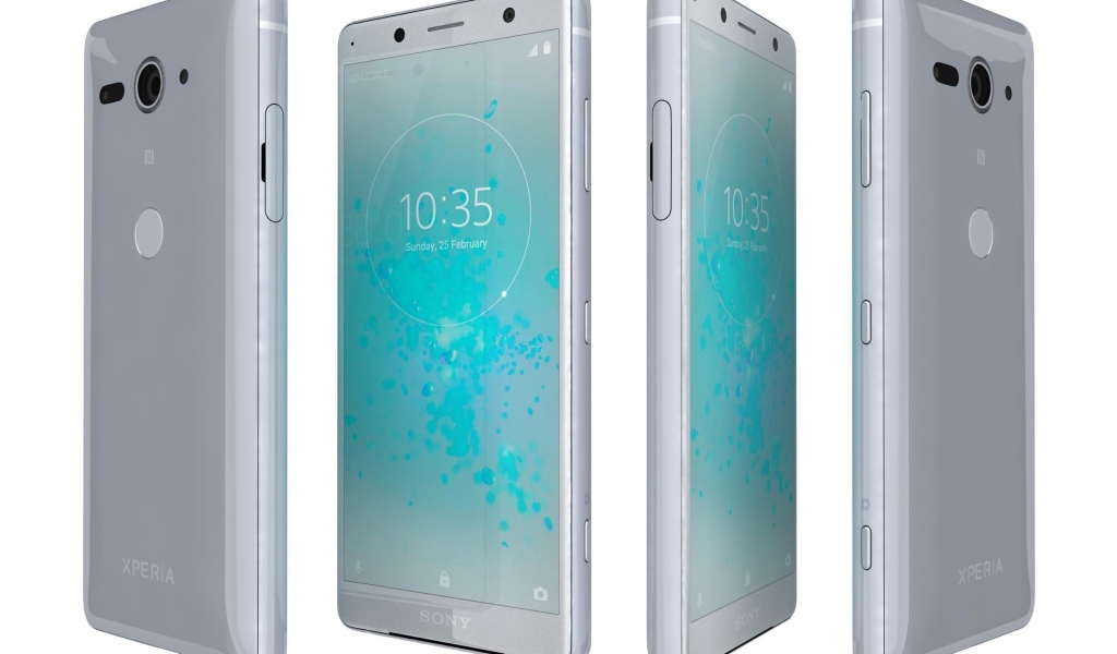 Новый компактный смартфон Sony Xperia XZ2 на белом фоне