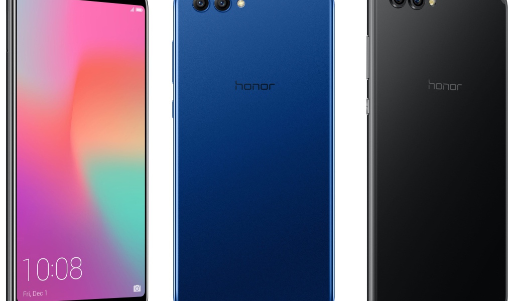 Новый смартфон Honor 10 на белом фоне
