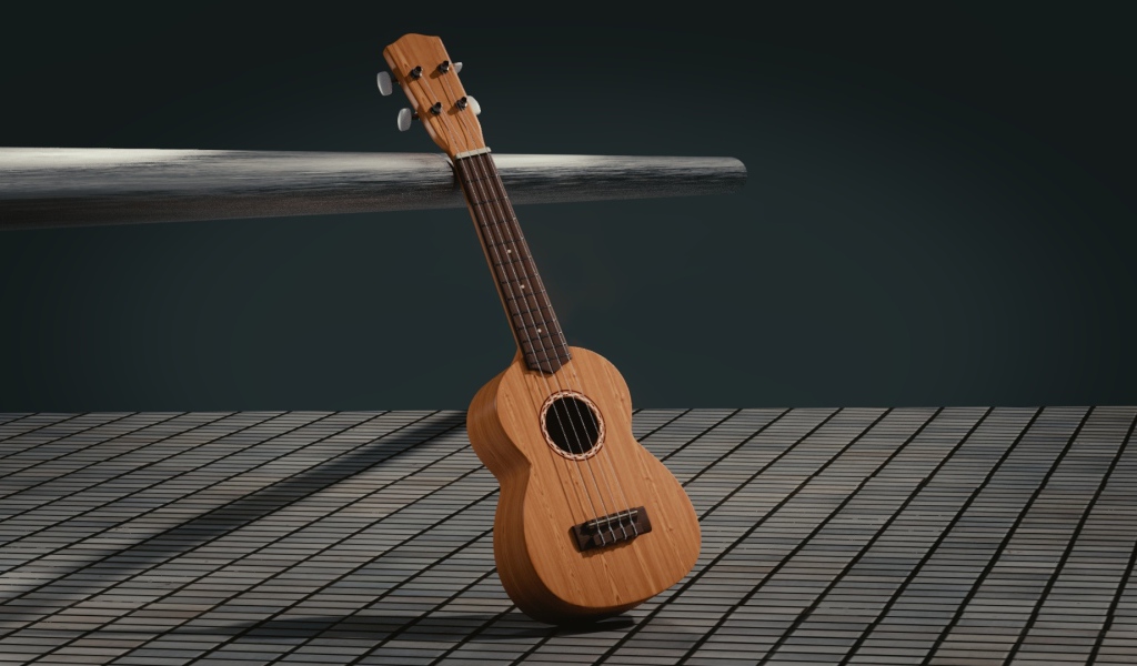 3d guitar stands on a gray surface