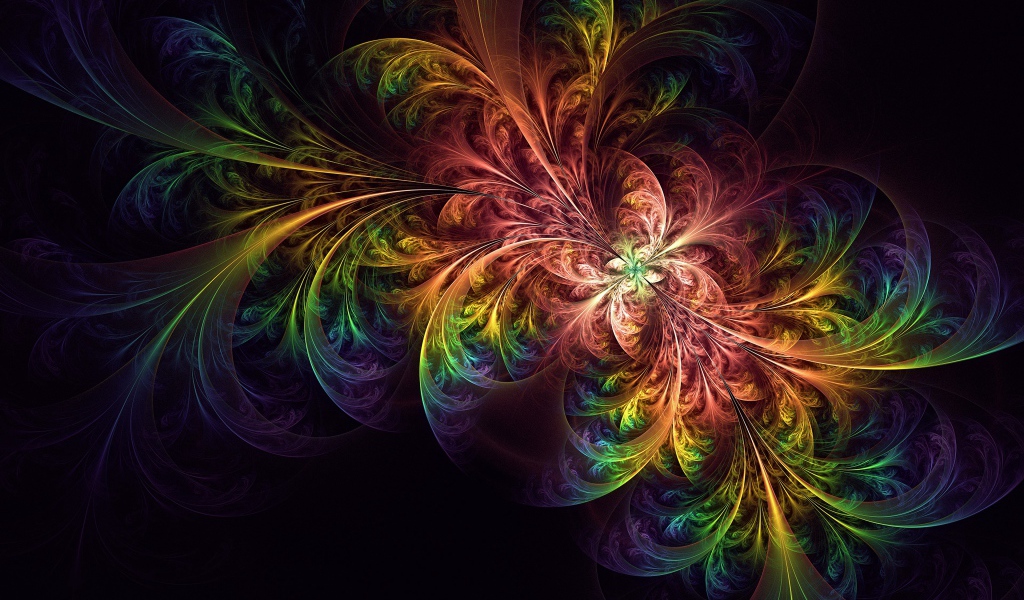 Красивый разноцветный абстрактный рисунок на черном фоне